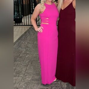 Sleeveless Front Slit Gown With Cut Out Detail